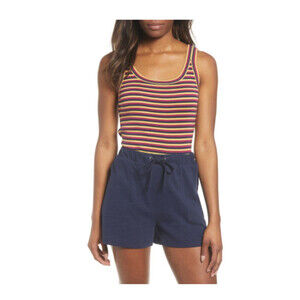 Caslon Women's Ribbed Tank Top Stripe Yellow O Havana Size XS